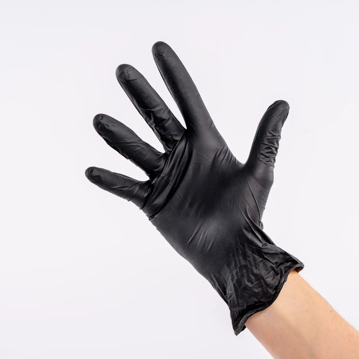 Einweghandschuhe schwarz Größe M mit Hand