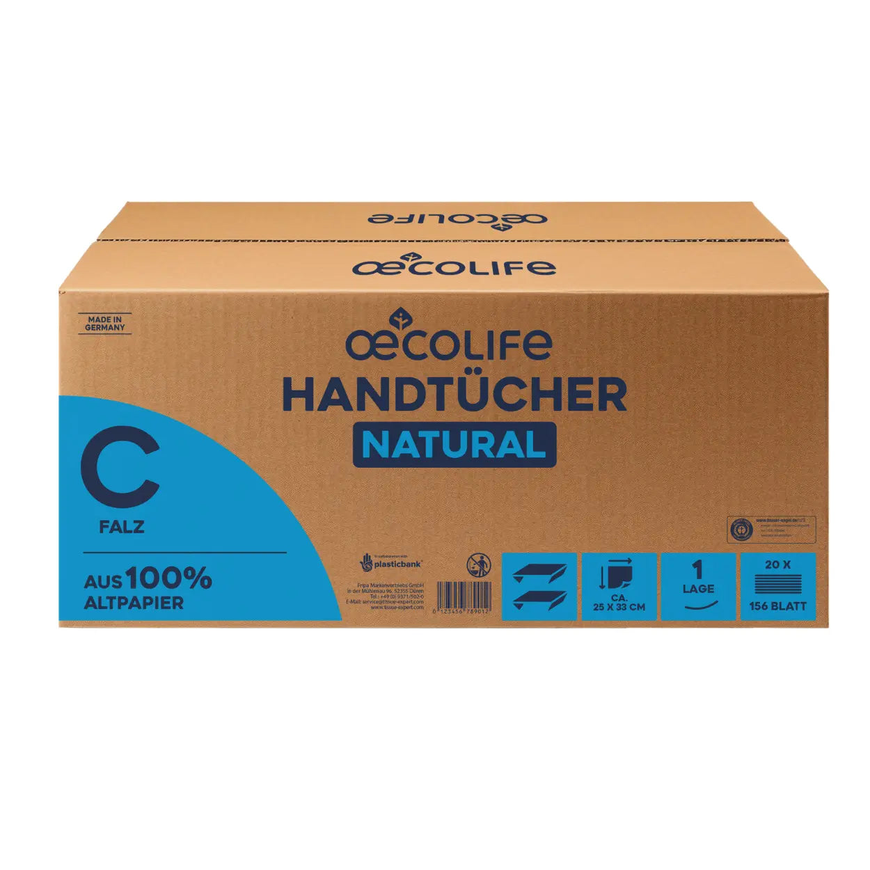 oecolife Handtücher natural C-Falz 1-lagig
