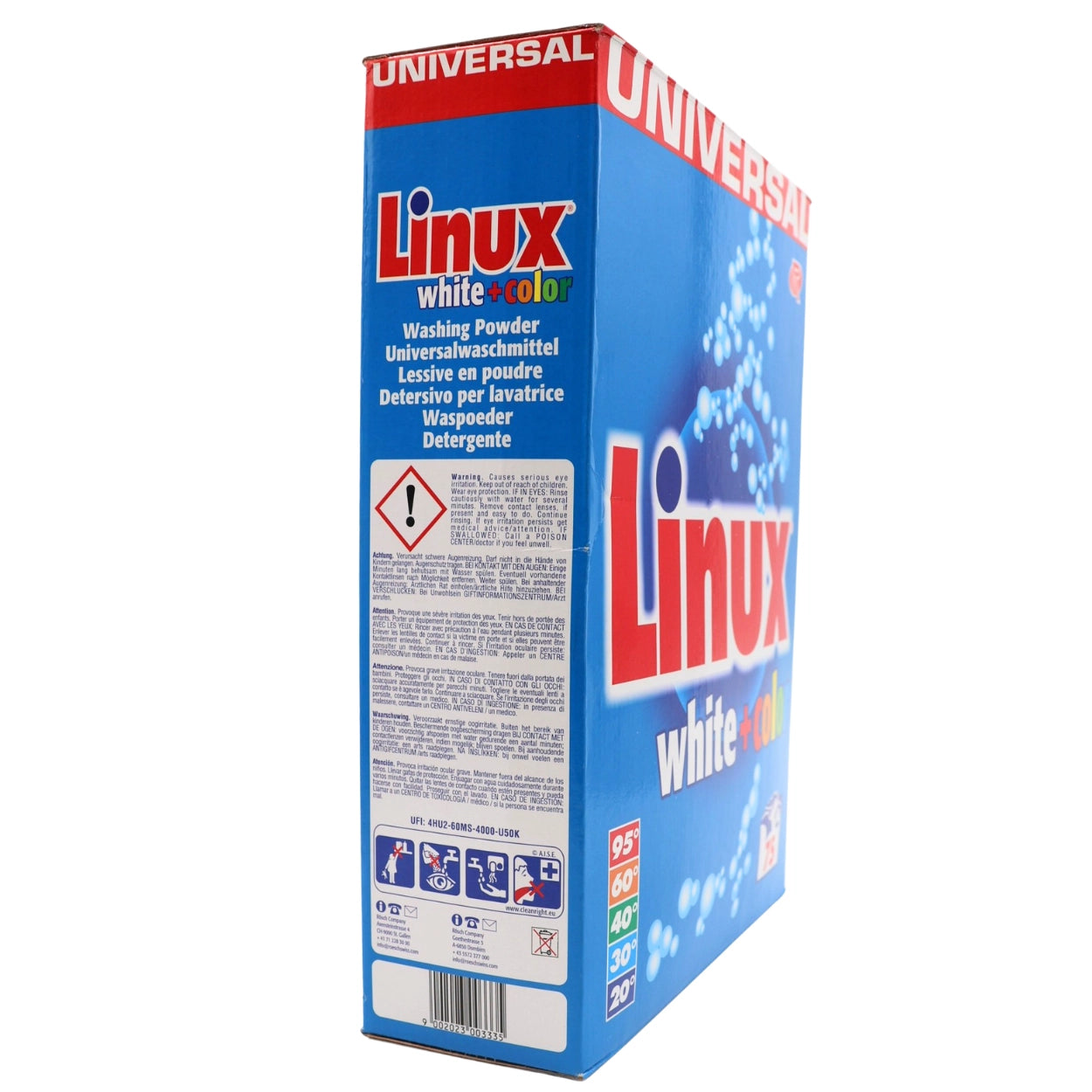 Linux White + Color Universalwaschmittel in der 4,875 kg Tragepackung