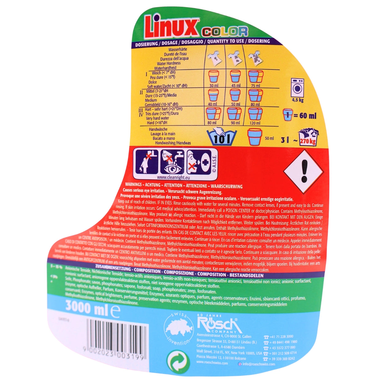 Linux Colorwaschmittel 3 Liter Flasche