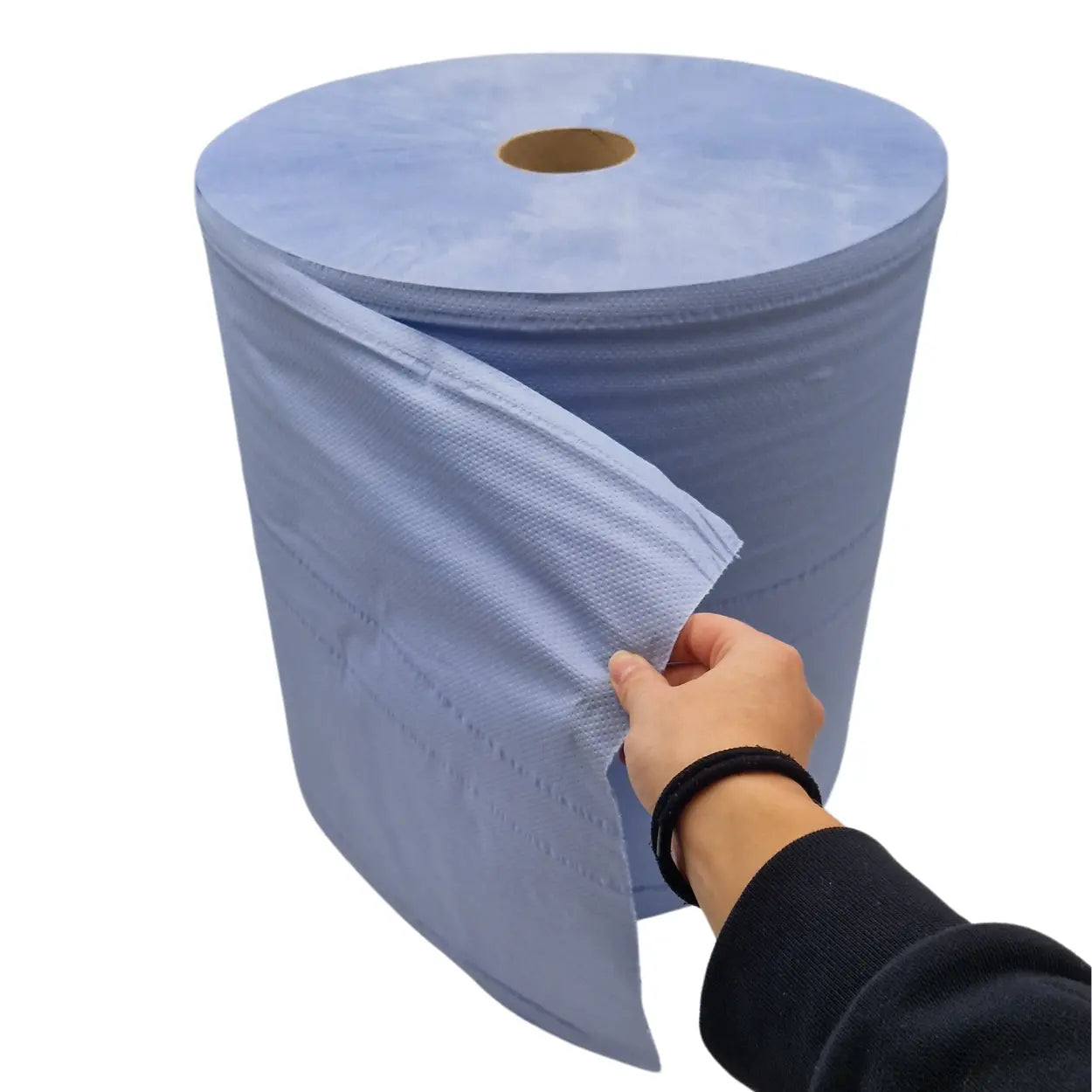 Putztuchrolle blau mit Hand