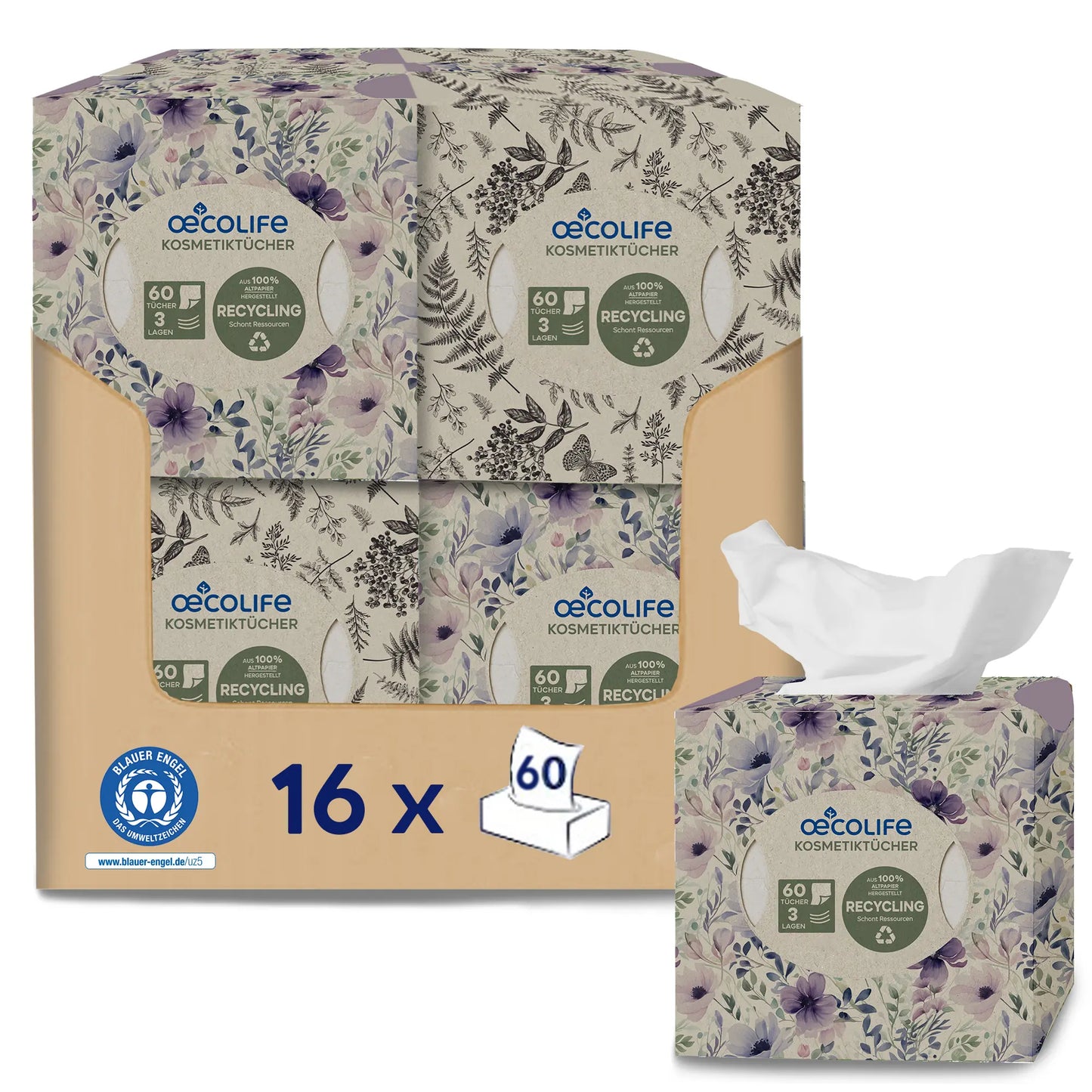 oecolife Kosmetiktücher mit Karton