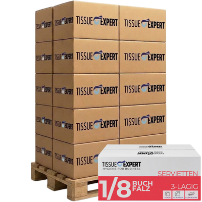Palette Tissue Expert Servietten 3-lagig 1/8-Buchfalz