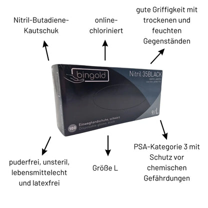 Einweghandschuhe Größe L, schwarz