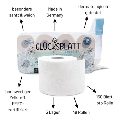 Glücksblatt Toilettenpapier Klassisch Weiss