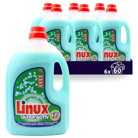 Linux Ultra Activ Vollwaschmittel 6x3 Liter Flasche