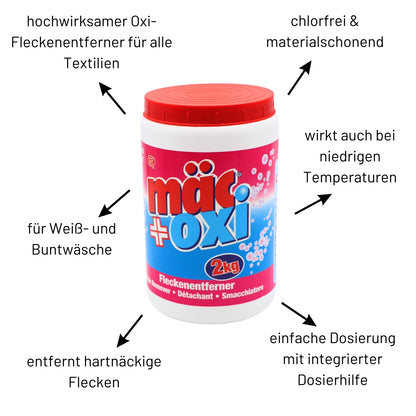 Mäc Oxi Fleckenentferner & Waschkraftverstärker in der 2 kg Dose