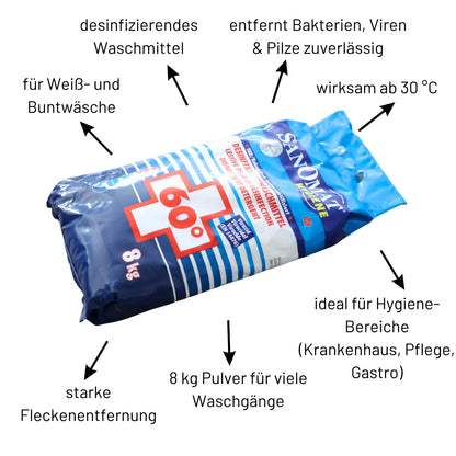 Sanomat Hygiene  Voll- & Desinfektionswaschmittel im 8 kg Kunststoffsack
