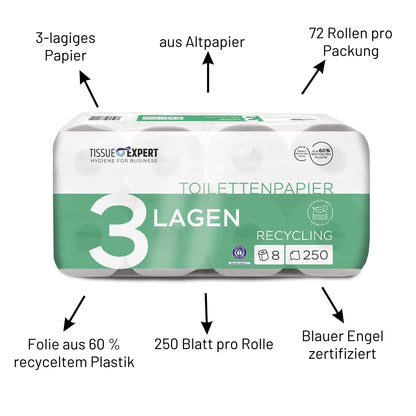 Tissue Expert Toilettenpapier Recycling 3-lagig