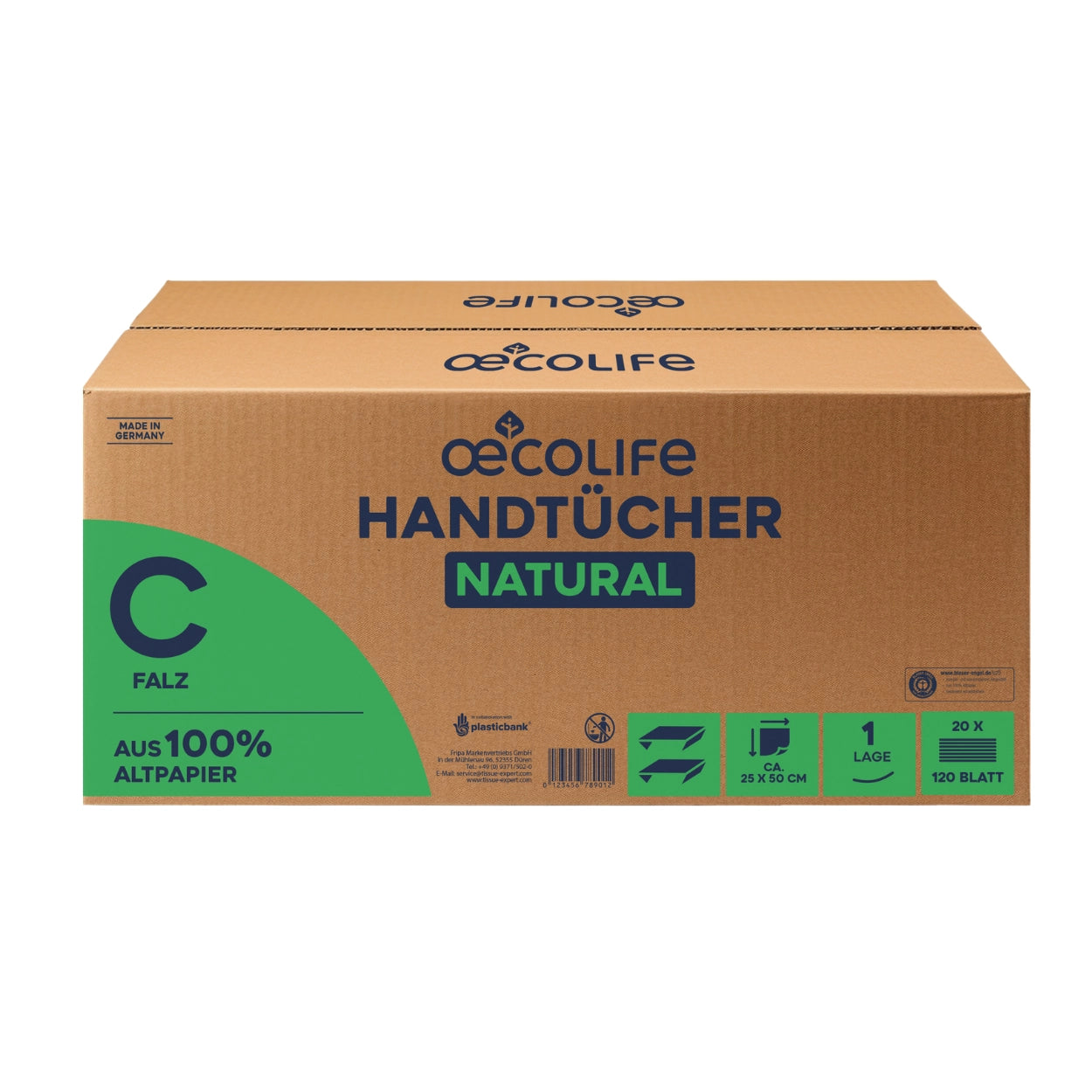 oecolife Handtücher Recycling 1-lagig C-Falz