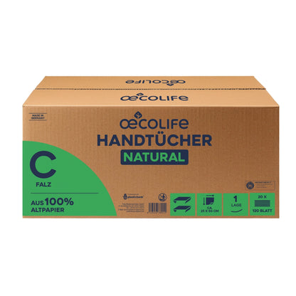 oecolife Handtücher Recycling 1-lagig C-Falz