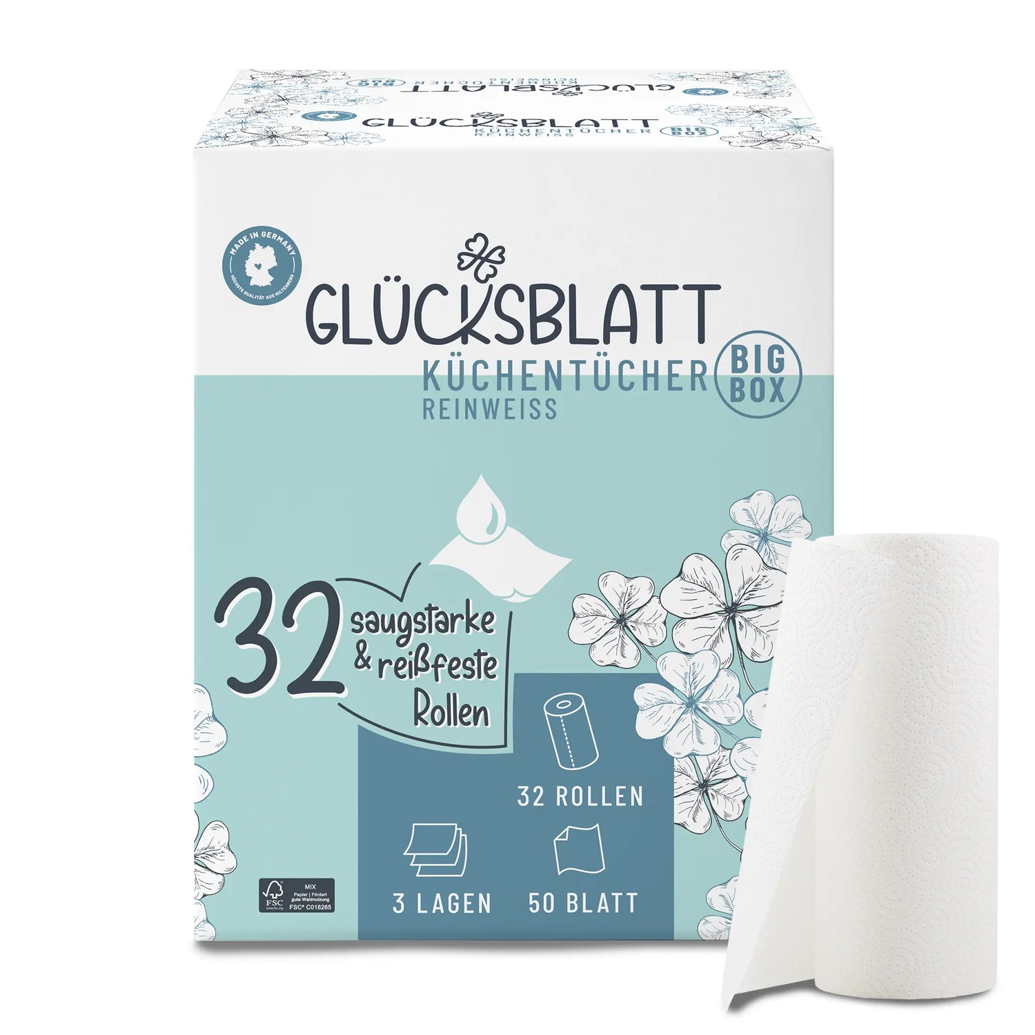 Glücksblatt Küchentücher reinweiß
